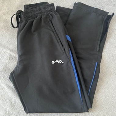 Vintage Parachute Track Pants Black and Blue S