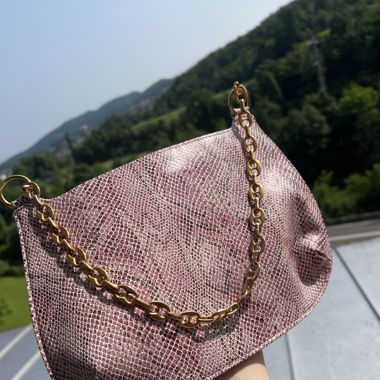 Sac à main vintage rose et doré 