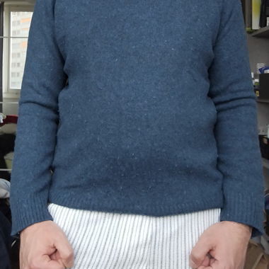 Pull en laine, bleu, col rond 