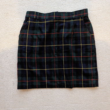 Jupe mini en laine à carreaux vintage
