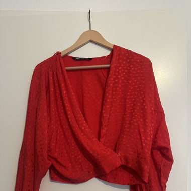 Red silk blouse