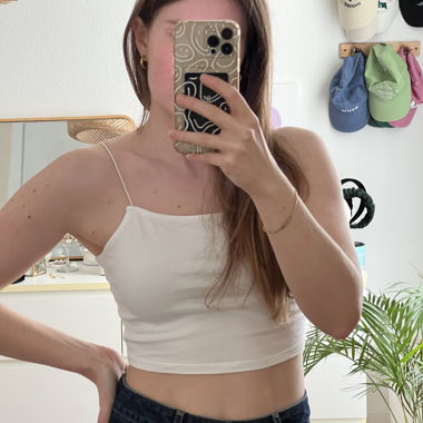 White Spaghetti Strap Crop Top