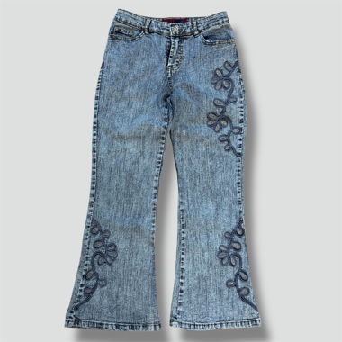 Hui Jang wide leg floral vintage jeans