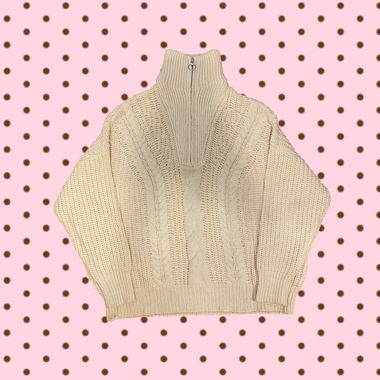 Oysho Cream Zopfmuster-Strickpullover