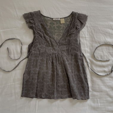 Soft Grey silk wrap top
