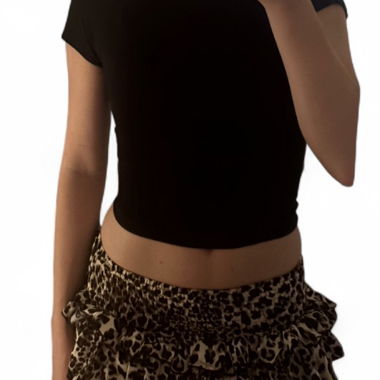Leoparden-Rock mit Volants mit Shorts