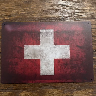 Vintage Schweizerkreuz Blechschild Deko 
