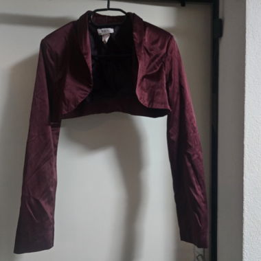 Bolero corto bordeaux b.p.c. a maniche lunghe