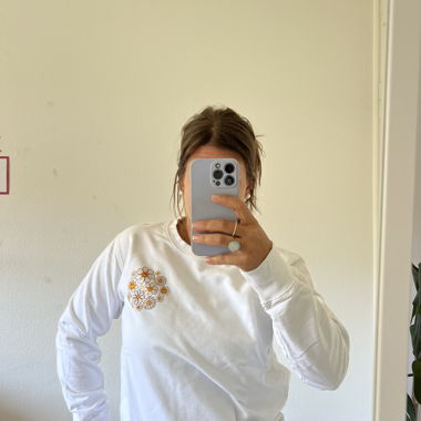 Sweat-shirt blanc à fleurs