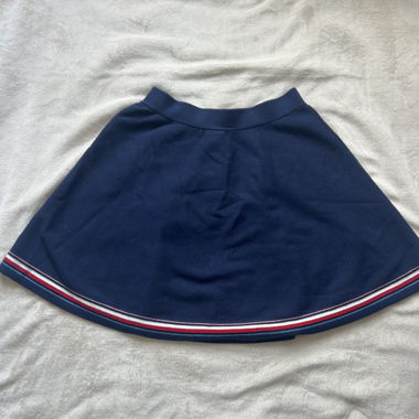 Gonna a linea A blu scuro con righe