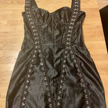 Black Satin Bustier Dress