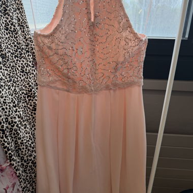 Pink sequin midi dress