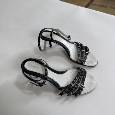 Geox black white heeled sandals