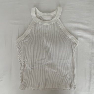 UNIQLO White Ribbed Halter Bra Top