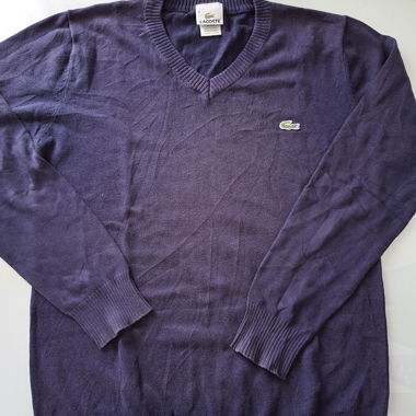 Maglione blu Lacoste con scollo a V