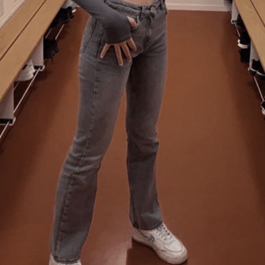 Jeans grigi a vita bassa bootcut