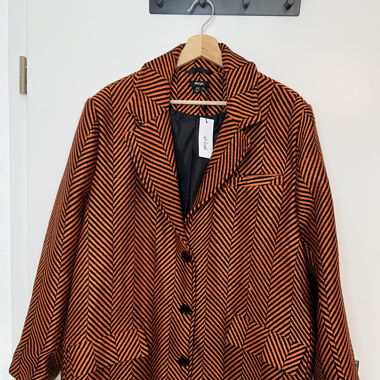 Nasty Gal Orange Black Herringbone Blazer EU42