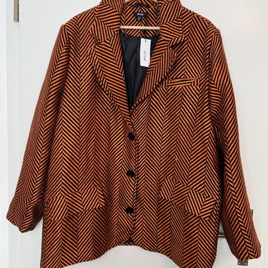 Nasty Gal Orange Black Herringbone Blazer EU42