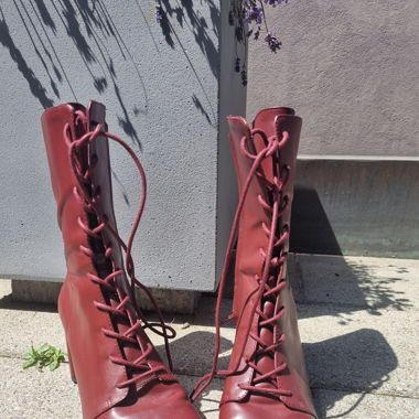 Witchy Victorian Style Burgundy Boots 