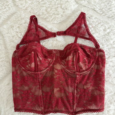 Corsetto bustier in pizzo rosso