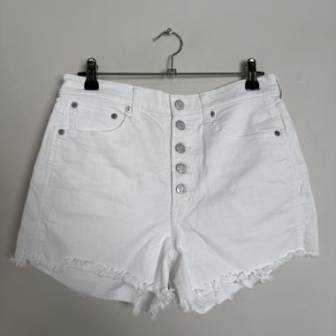 GAP Denim Jeans-Shorts Weiss mit ausgefransten Säumen