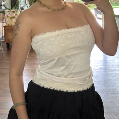 japanese vintage (ingni): white satin tube top