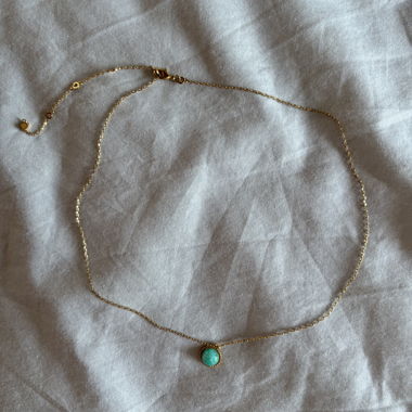 Collana Dorata con Pietra Preziosa (Amazonite)