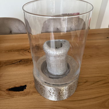 Glass vase with silver pedestal