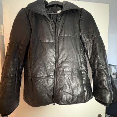 Giacca oversize in pelle nera XS