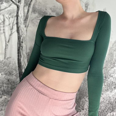 H&M green crop top 