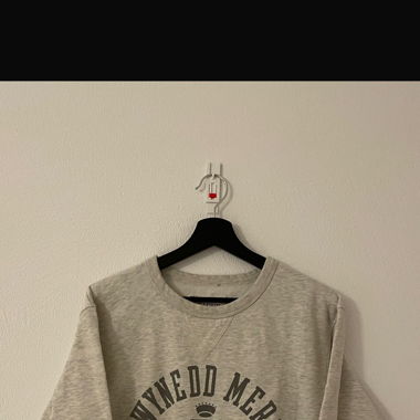 Vintage College Pullover Weissgrau