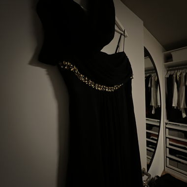 Black evening dress with stones