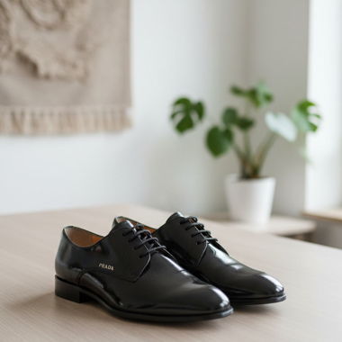 PRADA Schnürer Halbschuh Gr. 41 schwarz Lack edel