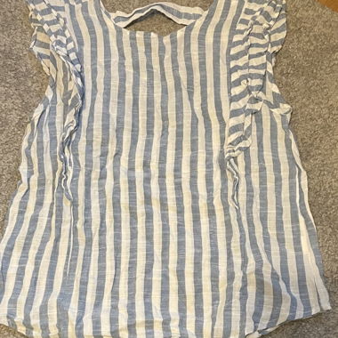 Blue and white striped top
