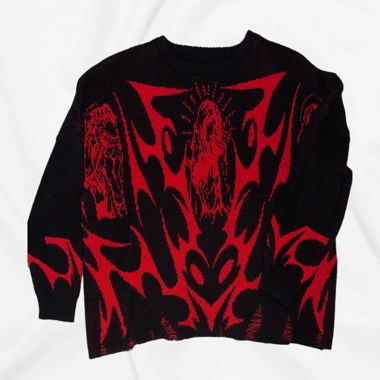 Maglione in maglia nero-rosso