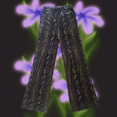 Pantalon flare motif serpent 