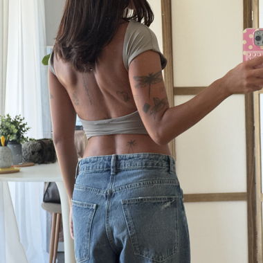 Top corto Bershka grigio