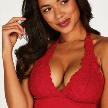 Red Lace Neckholder Bra from Hunkemöller