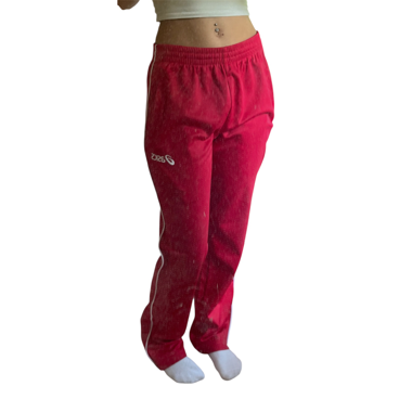 red asics pants
