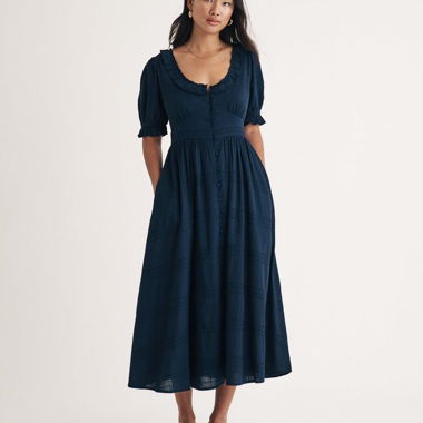 Schwarzes Midi-Kleid