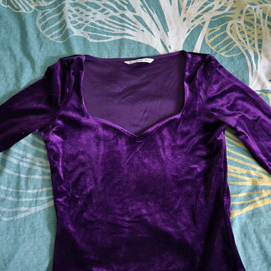 T-shirt manches longues velours violet