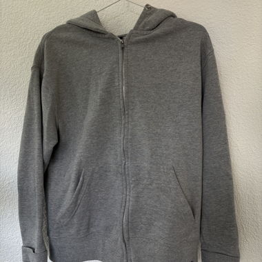 felpa con cappuccio grigia oversize con zip
