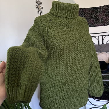 Green Knit Turtleneck Sweater