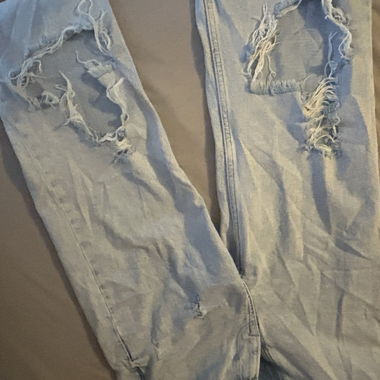 Jeans larghi anni '90 azzurri, bucati