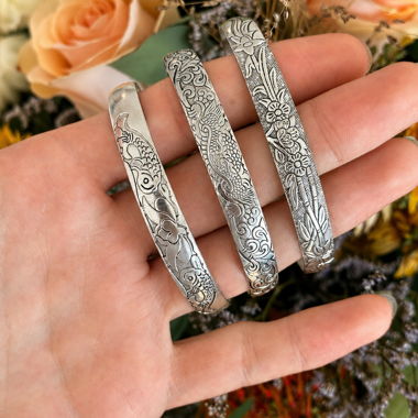 Bracciali a fascia argento incisi