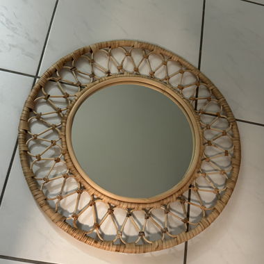 Specchio rotondo in rattan