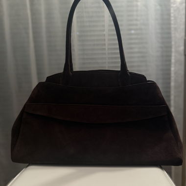 Zara braune Wildleder-Tote-Bag mit Ledergriffen