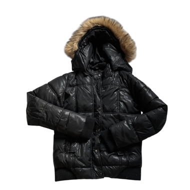 Y2K-Steppjacke mit Kunstpelzkapuze