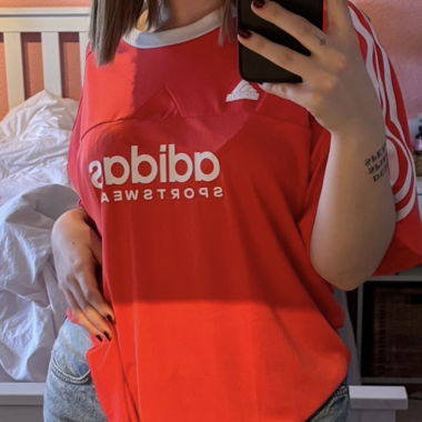 Adidas light red and white sportswear t-shirt