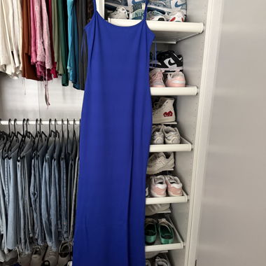 Abito lungo blu cobalto con spalline S